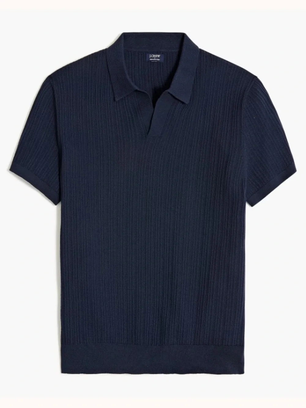 J crew navy Textured Johnny-collar sweater polo